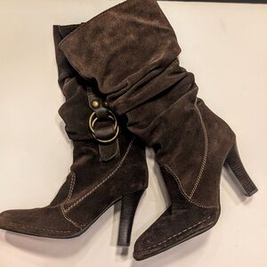 Imperia Steven by Steve Madden Chocolate Brown Mid Calf Suede Boots Size 6.5